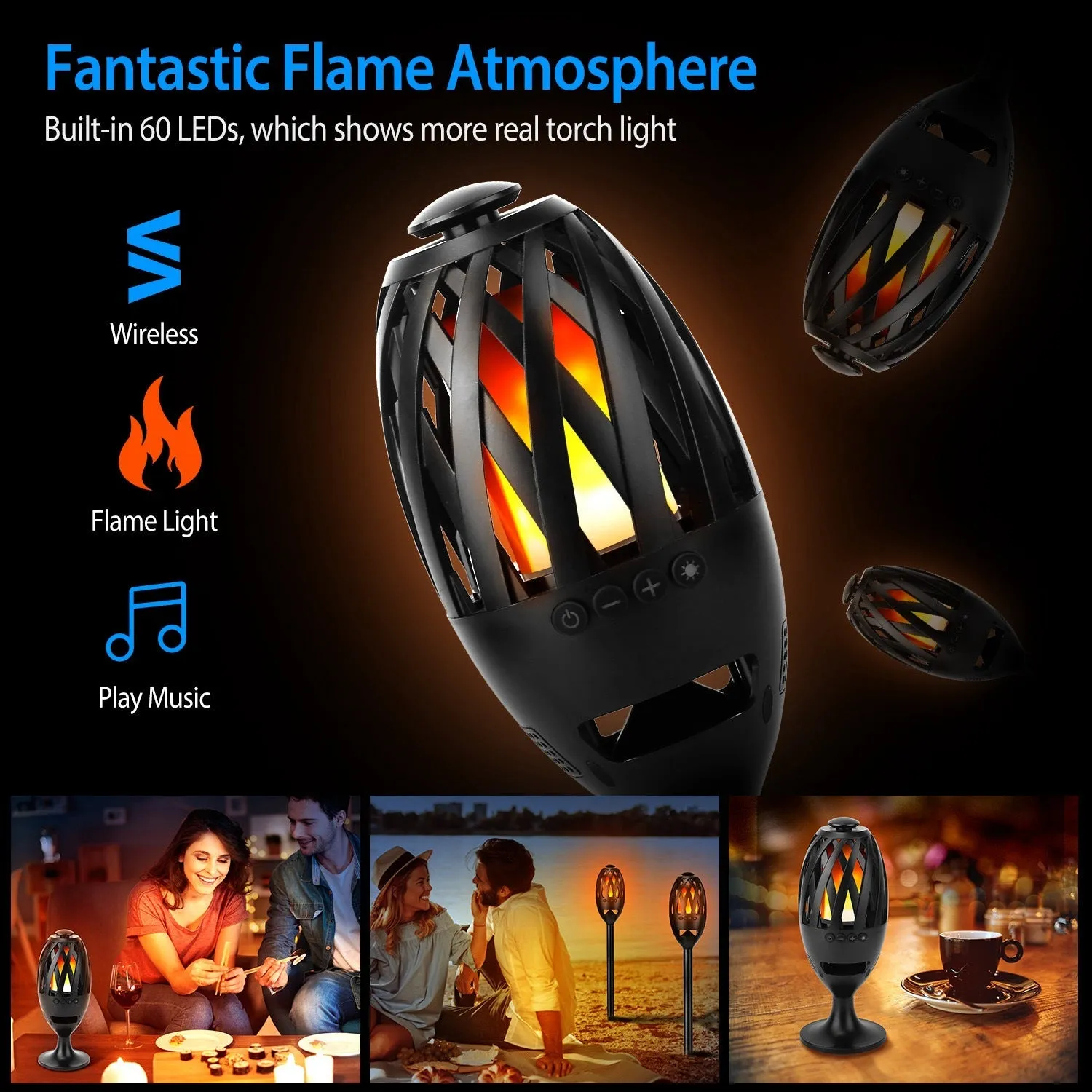 LED Flame Speakers Torch