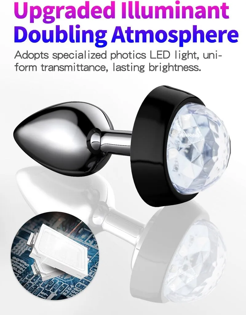 LED Voice Control Butt Plug - Stainless Steel Beads Metal BDSM Toy