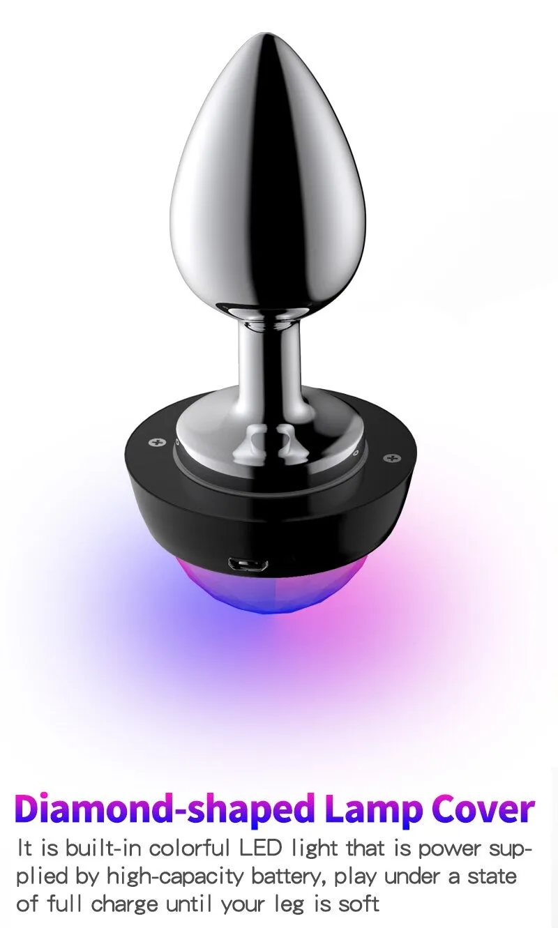 LED Voice Control Butt Plug - Stainless Steel Beads Metal BDSM Toy