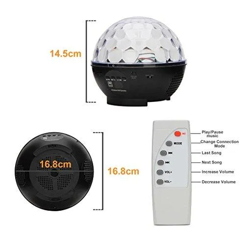 Luditek Portable Stage Lights with Remote, DJ Lights with Bluetooth Speaker, LED Disco Ball Lights Party Lighting Powered by Rechargeable Battery