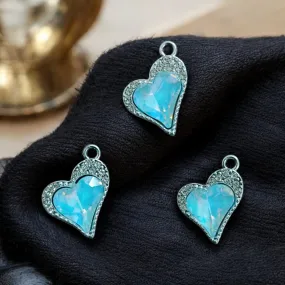Luxury Heart Charm with Blue Stone