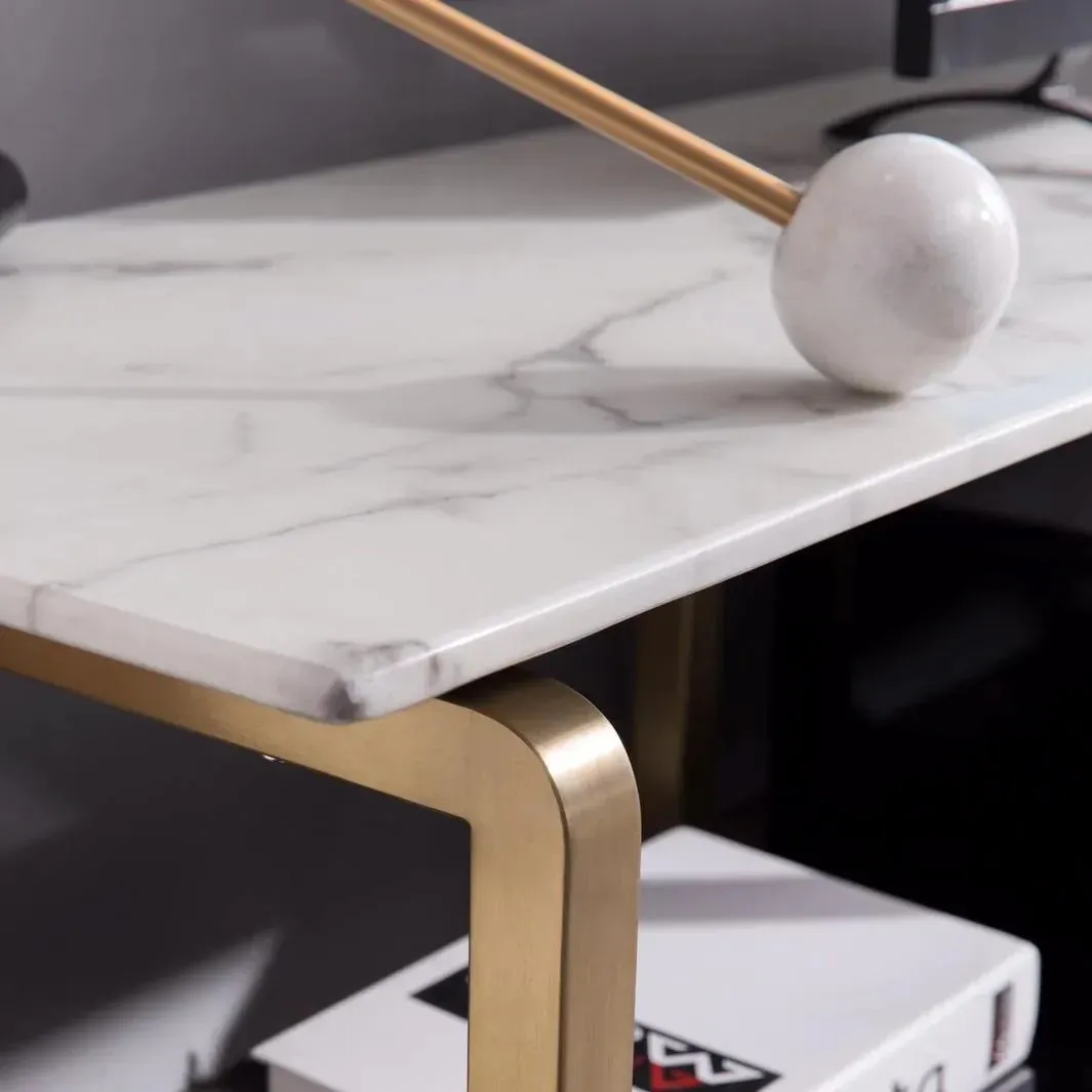 MARLOW White Marble TV Stand