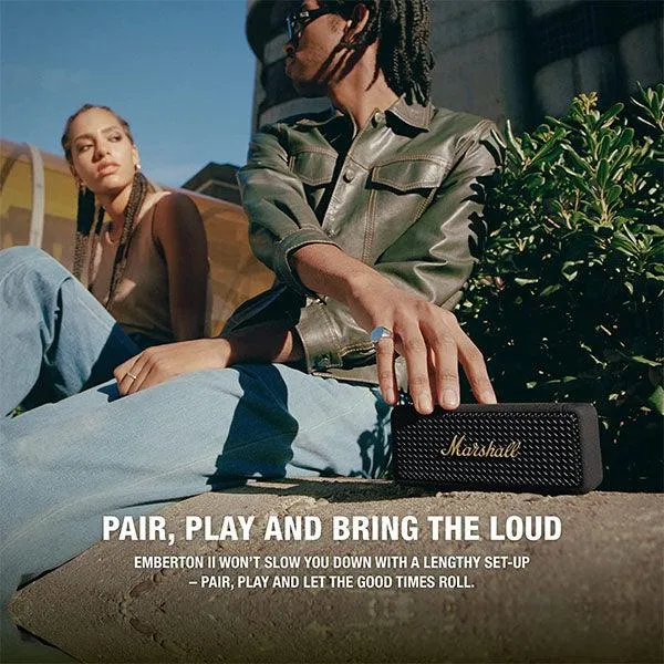 Marshall Emberton II Portable Speaker Black and Brass-MYGH
