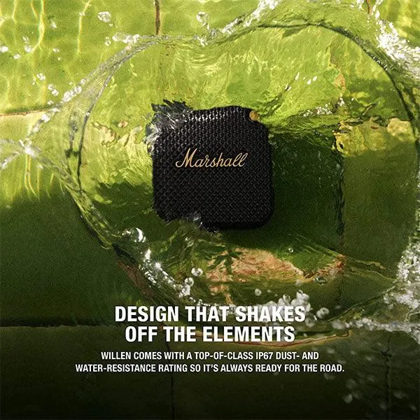Marshall Willen Portable Bluetooth Speaker Black & Brass-HB1L