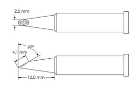 Metcal GT6-HF6020V Beveled 60° x 4.1mm Hoof Concave Solder Tip, 2.0 x 12mm