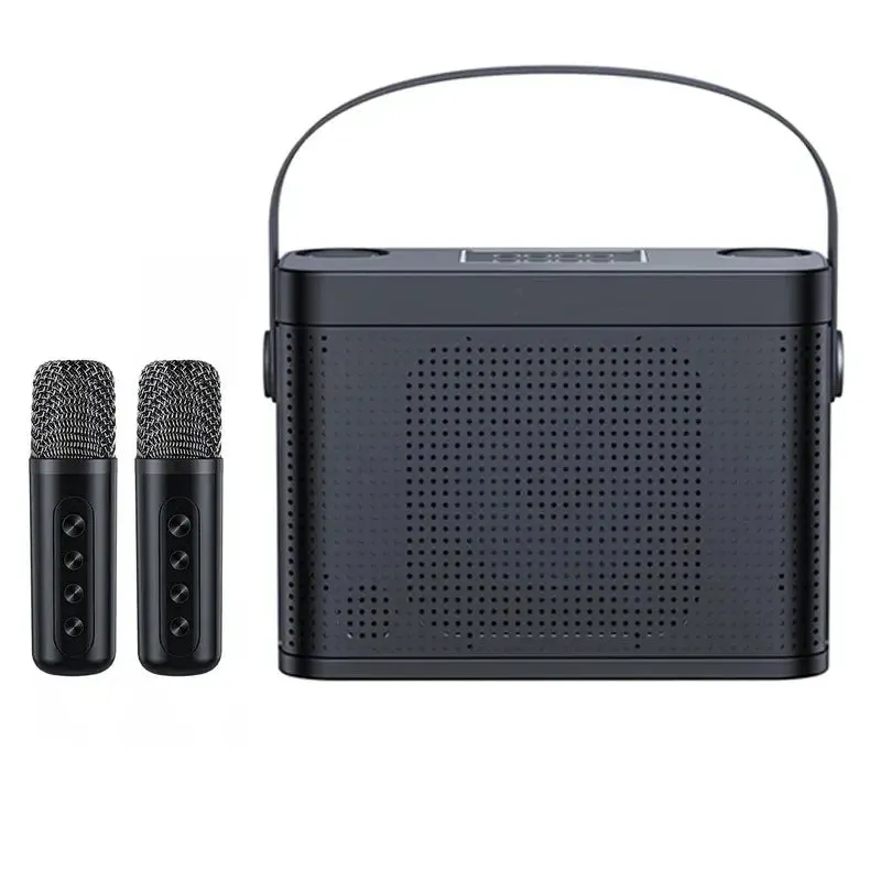 Mini Karaoke Machine For Adults and Kid Subwoofer Portable Bluetooth PA Speaker System With 2 Wireless Microphones Music Player