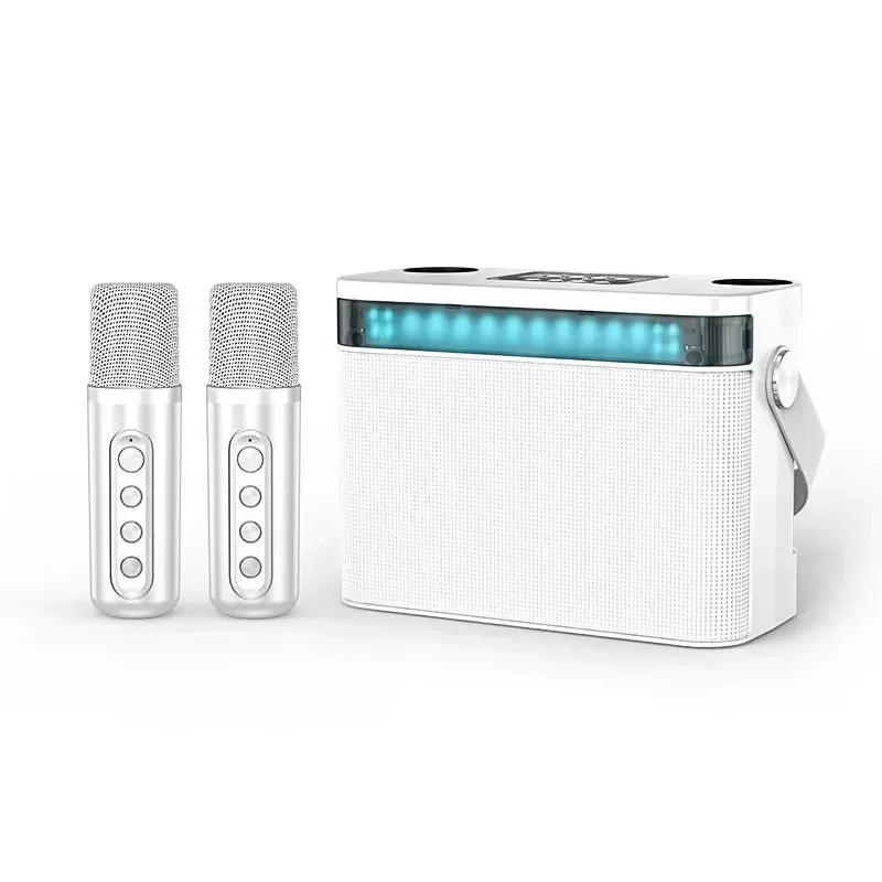 Mini Karaoke Machine For Adults and Kid Subwoofer Portable Bluetooth PA Speaker System With 2 Wireless Microphones Music Player