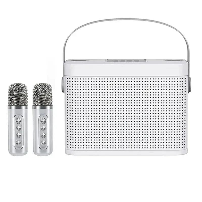 Mini Karaoke Machine For Adults and Kid Subwoofer Portable Bluetooth PA Speaker System With 2 Wireless Microphones Music Player