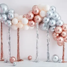 Mixed Metallics Balloon Arch & Streamers Luxe Party Decor