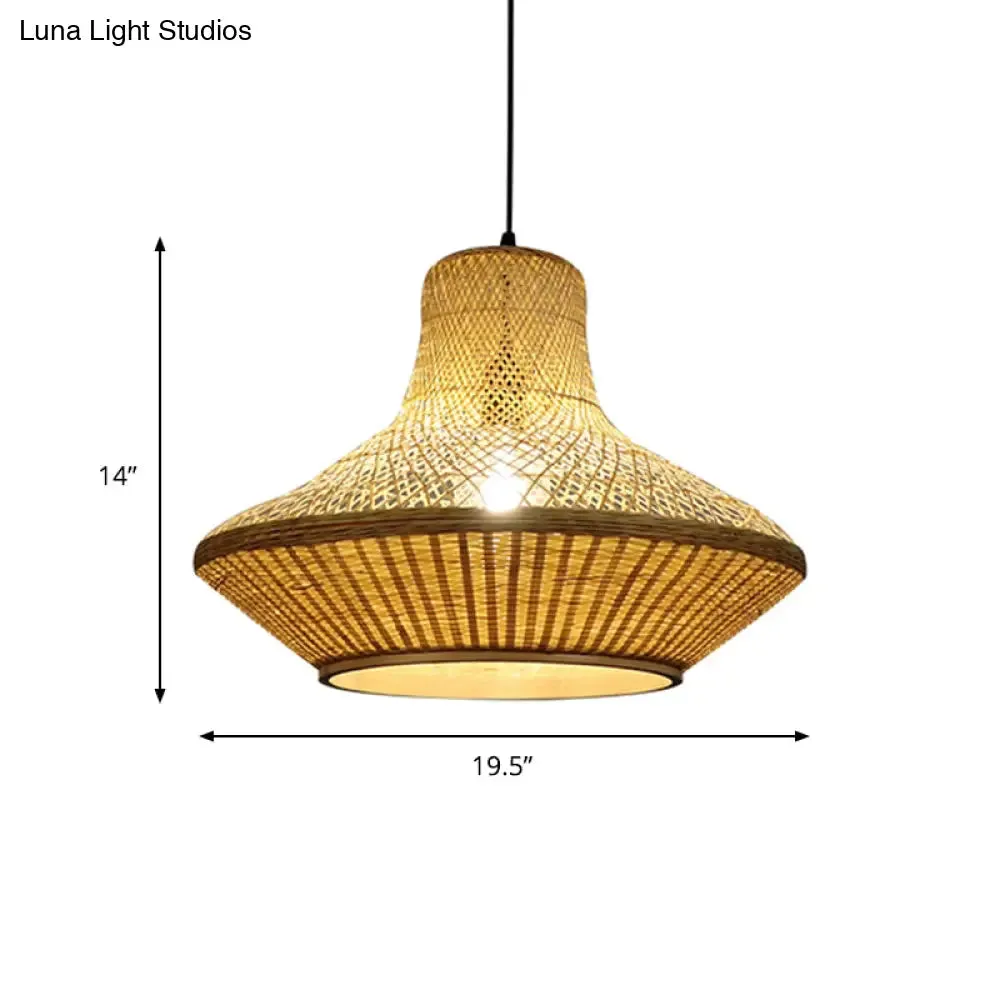 Modern Asian Hanging Lamp with Knitted Bamboo for Restaurants and Tea Houses