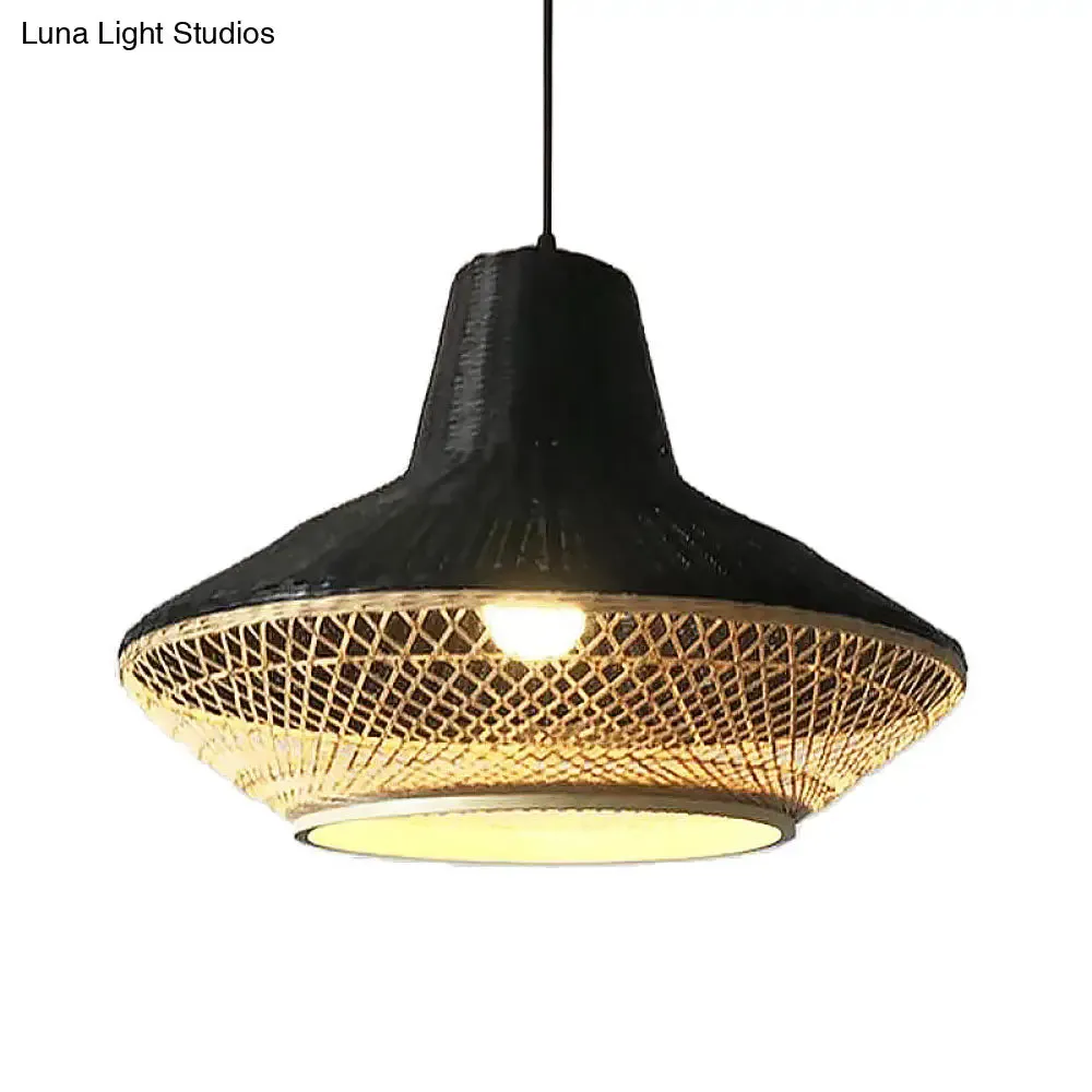 Modern Asian Hanging Lamp with Knitted Bamboo for Restaurants and Tea Houses