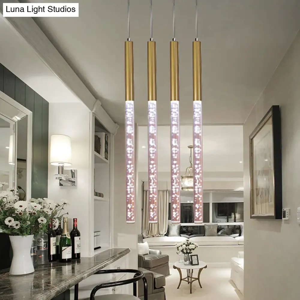 Modern Crystal Hanging Pendant Light - 1-Light Gold Ceiling Lamp for Bars - Warm/White/Purple Light