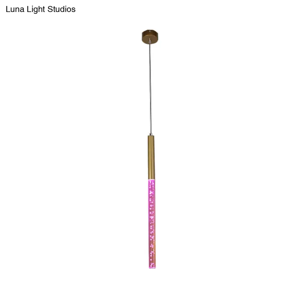 Modern Crystal Hanging Pendant Light - 1-Light Gold Ceiling Lamp for Bars - Warm/White/Purple Light