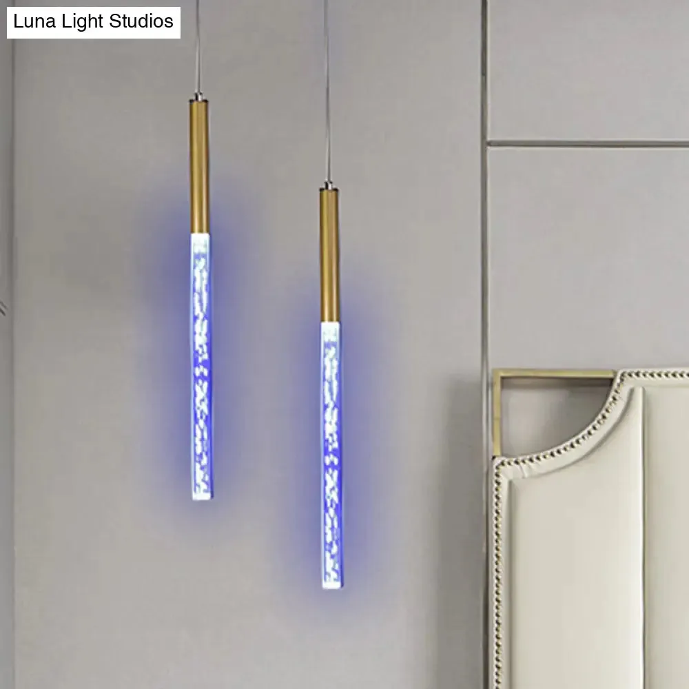 Modern Crystal Hanging Pendant Light - 1-Light Gold Ceiling Lamp for Bars - Warm/White/Purple Light