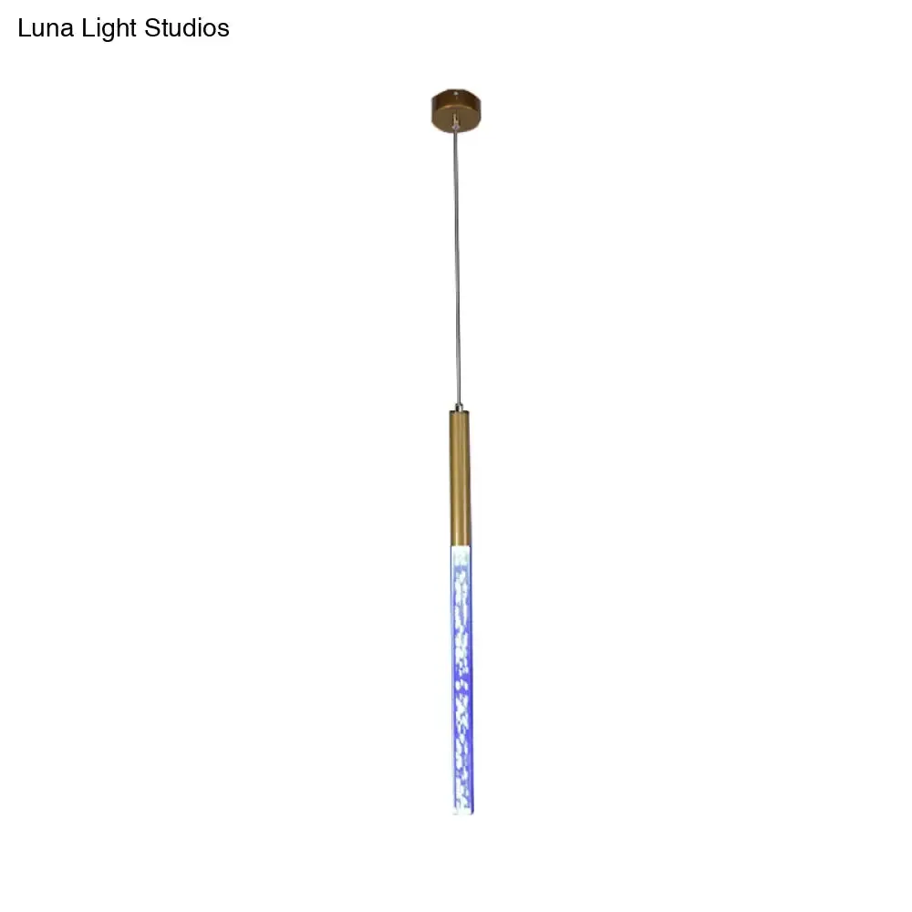Modern Crystal Hanging Pendant Light - 1-Light Gold Ceiling Lamp for Bars - Warm/White/Purple Light