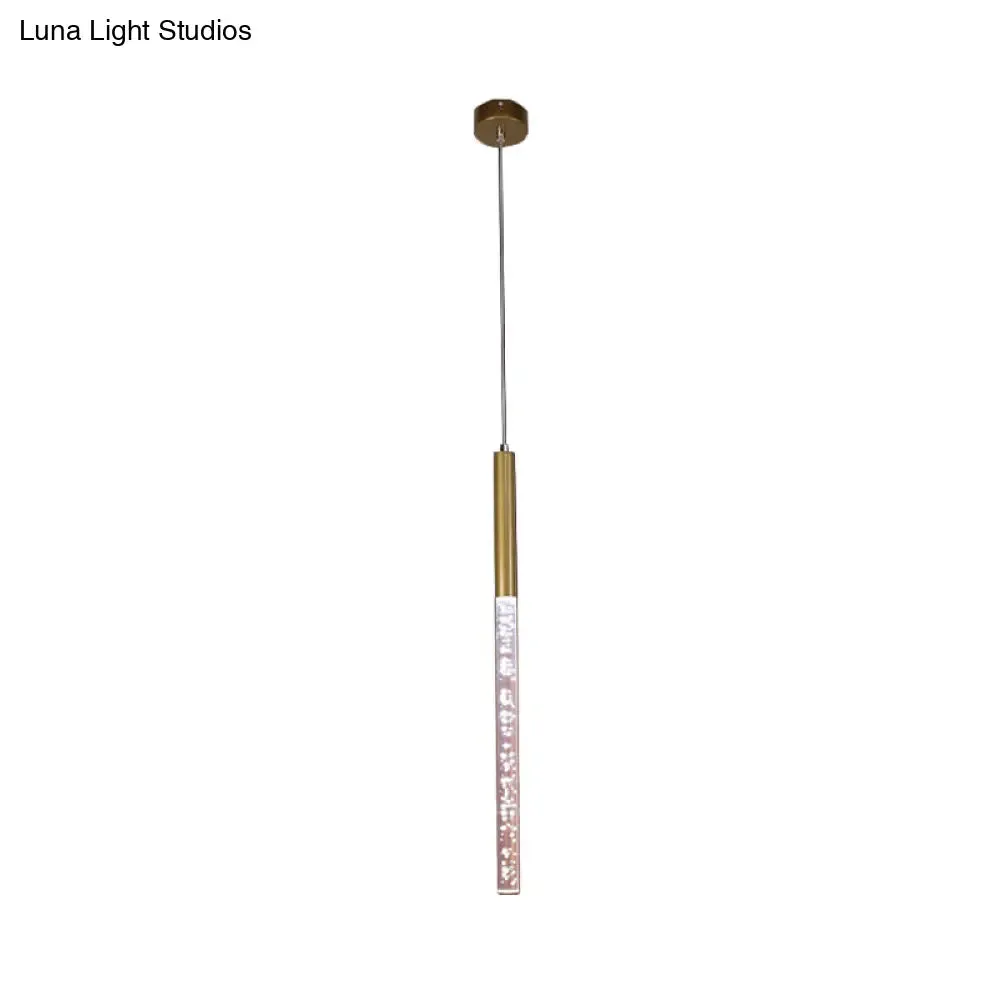 Modern Crystal Hanging Pendant Light - 1-Light Gold Ceiling Lamp for Bars - Warm/White/Purple Light