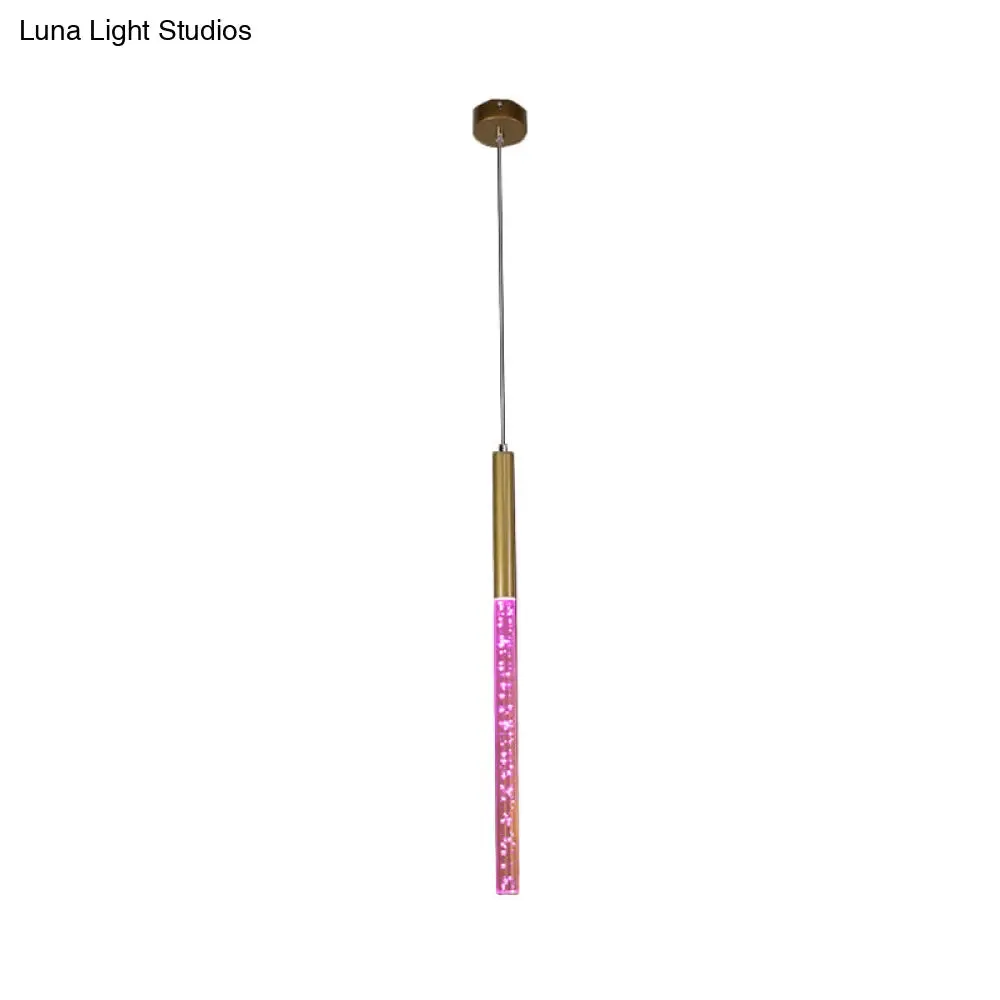 Modern Crystal Hanging Pendant Light - 1-Light Gold Ceiling Lamp for Bars - Warm/White/Purple Light