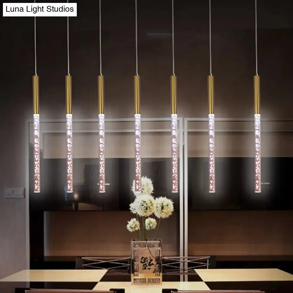 Modern Crystal Hanging Pendant Light - 1-Light Gold Ceiling Lamp for Bars - Warm/White/Purple Light