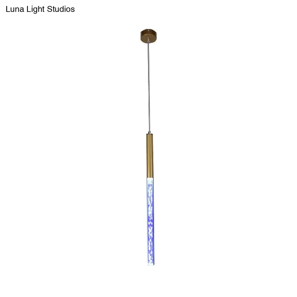 Modern Crystal Hanging Pendant Light - 1-Light Gold Ceiling Lamp for Bars - Warm/White/Purple Light
