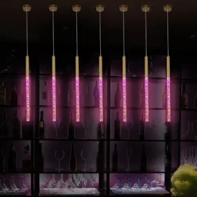 Modern Crystal Hanging Pendant Light - 1-Light Gold Ceiling Lamp for Bars - Warm/White/Purple Light