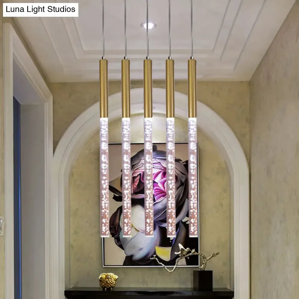 Modern Crystal Hanging Pendant Light - 1-Light Gold Ceiling Lamp for Bars - Warm/White/Purple Light