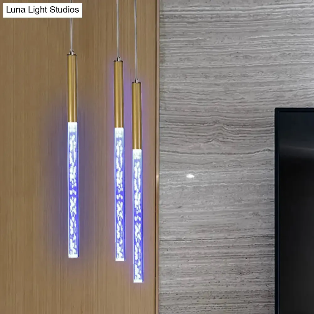 Modern Crystal Hanging Pendant Light - 1-Light Gold Ceiling Lamp for Bars - Warm/White/Purple Light