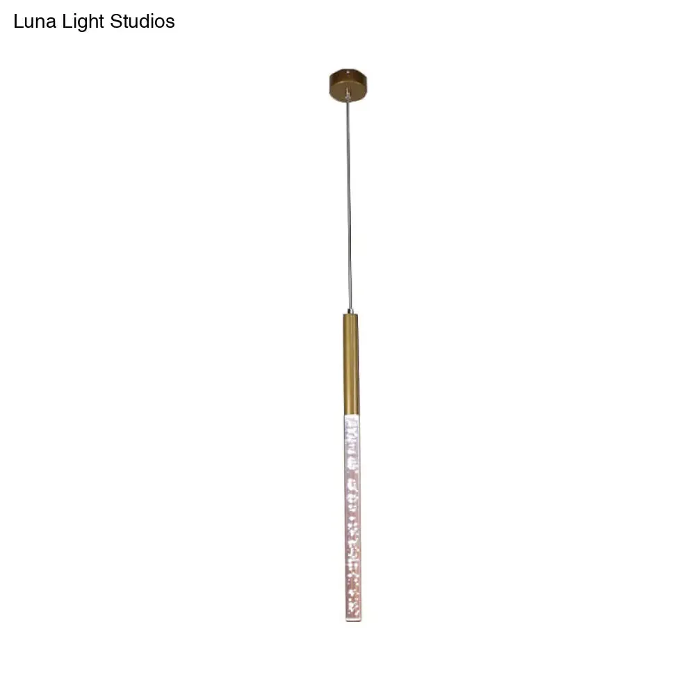 Modern Crystal Hanging Pendant Light - 1-Light Gold Ceiling Lamp for Bars - Warm/White/Purple Light