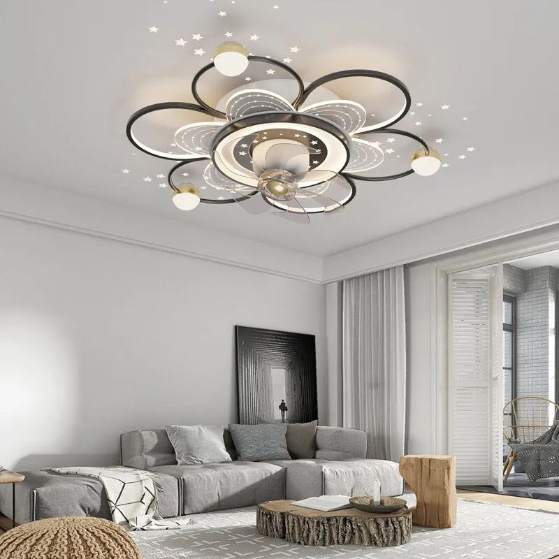 Modern LED Ceiling Fan Light Lamp - Ideal for Bedroom and Dining Room Décor, Includes Remote Control and Kid-Friendly Lamps