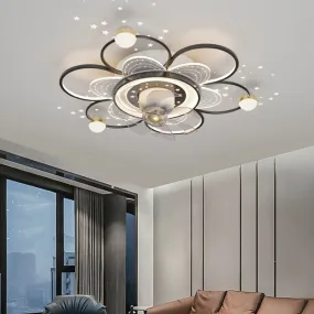 Modern LED Ceiling Fan Light Lamp - Ideal for Bedroom and Dining Room Décor, Includes Remote Control and Kid-Friendly Lamps