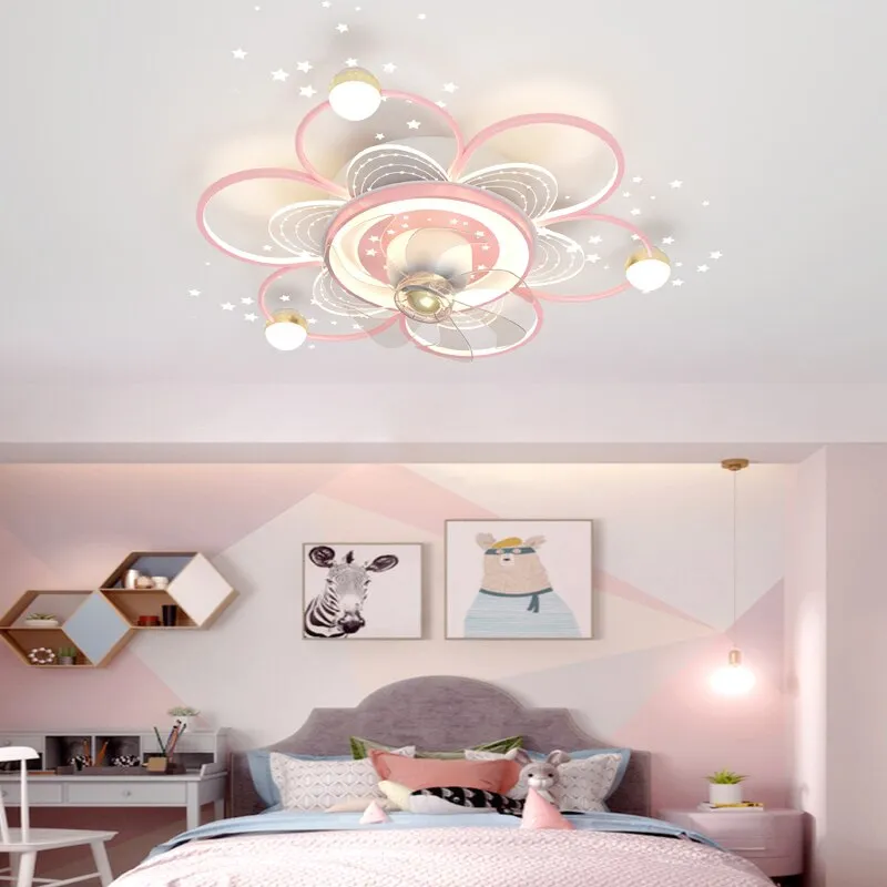 Modern LED Ceiling Fan Light Lamp - Ideal for Bedroom and Dining Room Décor, Includes Remote Control and Kid-Friendly Lamps