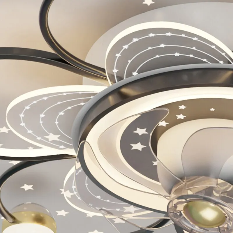 Modern LED Ceiling Fan Light Lamp - Ideal for Bedroom and Dining Room Décor, Includes Remote Control and Kid-Friendly Lamps