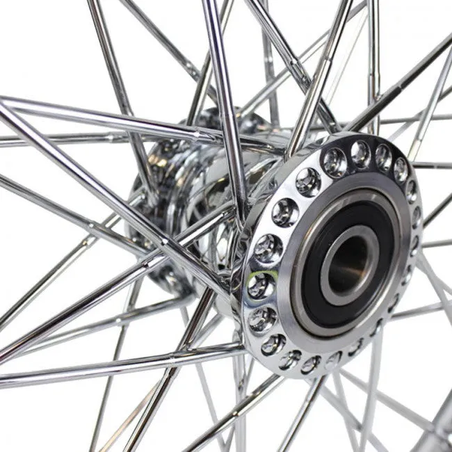 Moto Iron Front 40 Spoke Spool Hub Wheel 21 - Chrome