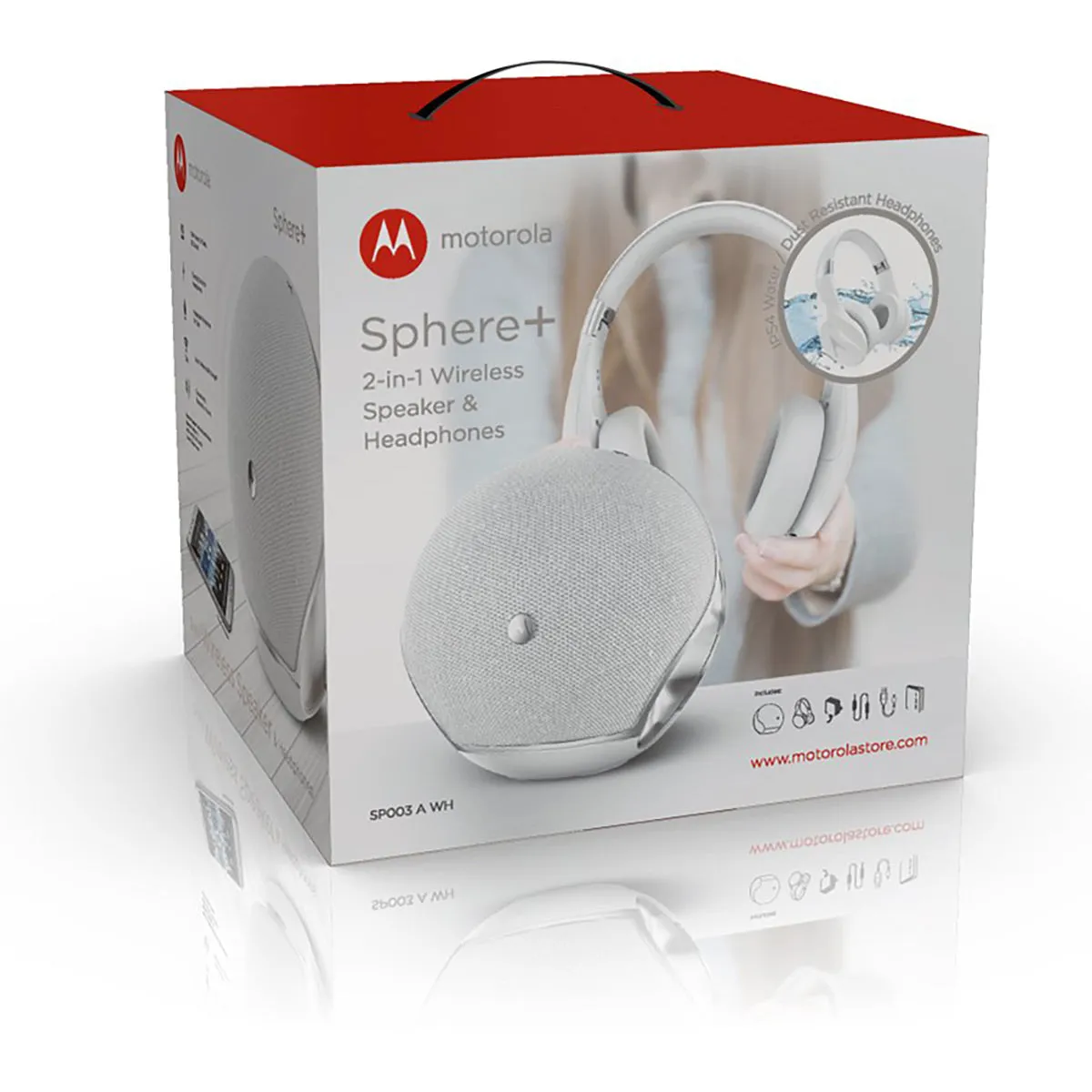Motorola Sphere  2-In-1 Bluetooth Speaker With Over-Ear Headphones - White