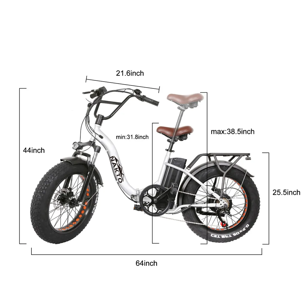 NAKTO Folding Ox 48V/12Ah 500W Fat Tire Electric Bike