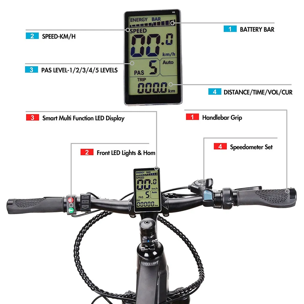 Nakto Ranger Premium 26" Mountain Electric Bike 350W Black