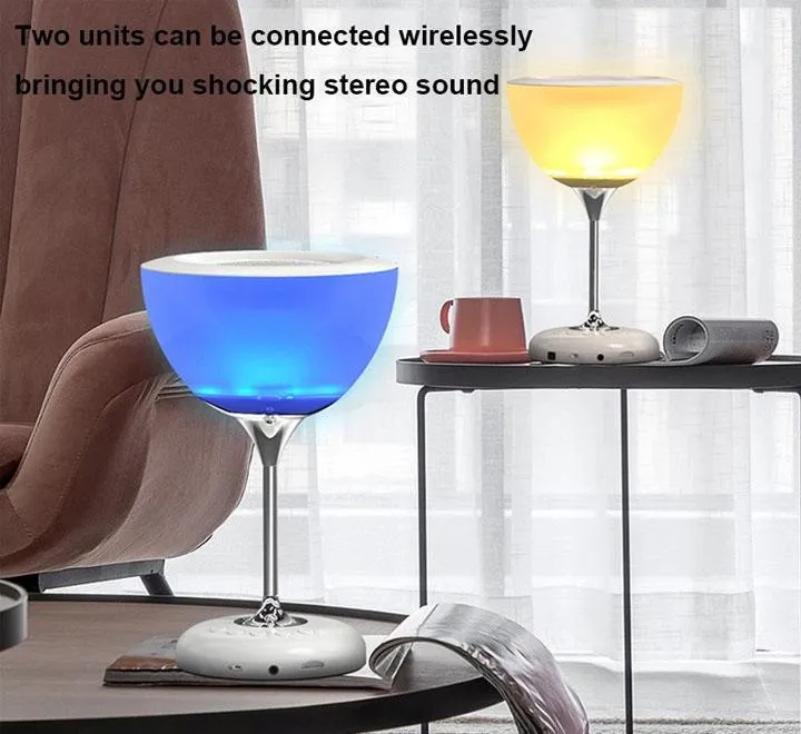 Night Light Wine Glass Colorful Wireless Speakers