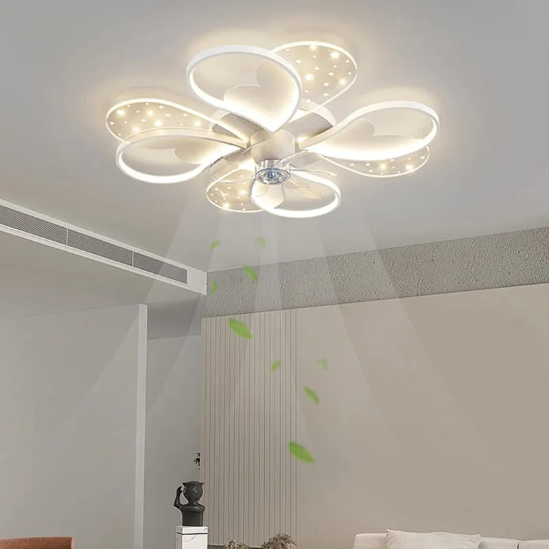 Nordic-Inspired Ceiling Fan Light Lamp - Ideal for Bedroom and Dining Room Decor with LED Lights and Remote Control