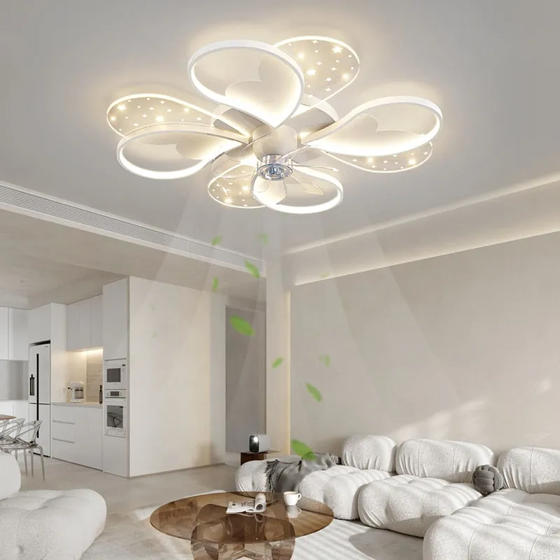 Nordic-Inspired Ceiling Fan Light Lamp - Ideal for Bedroom and Dining Room Decor with LED Lights and Remote Control