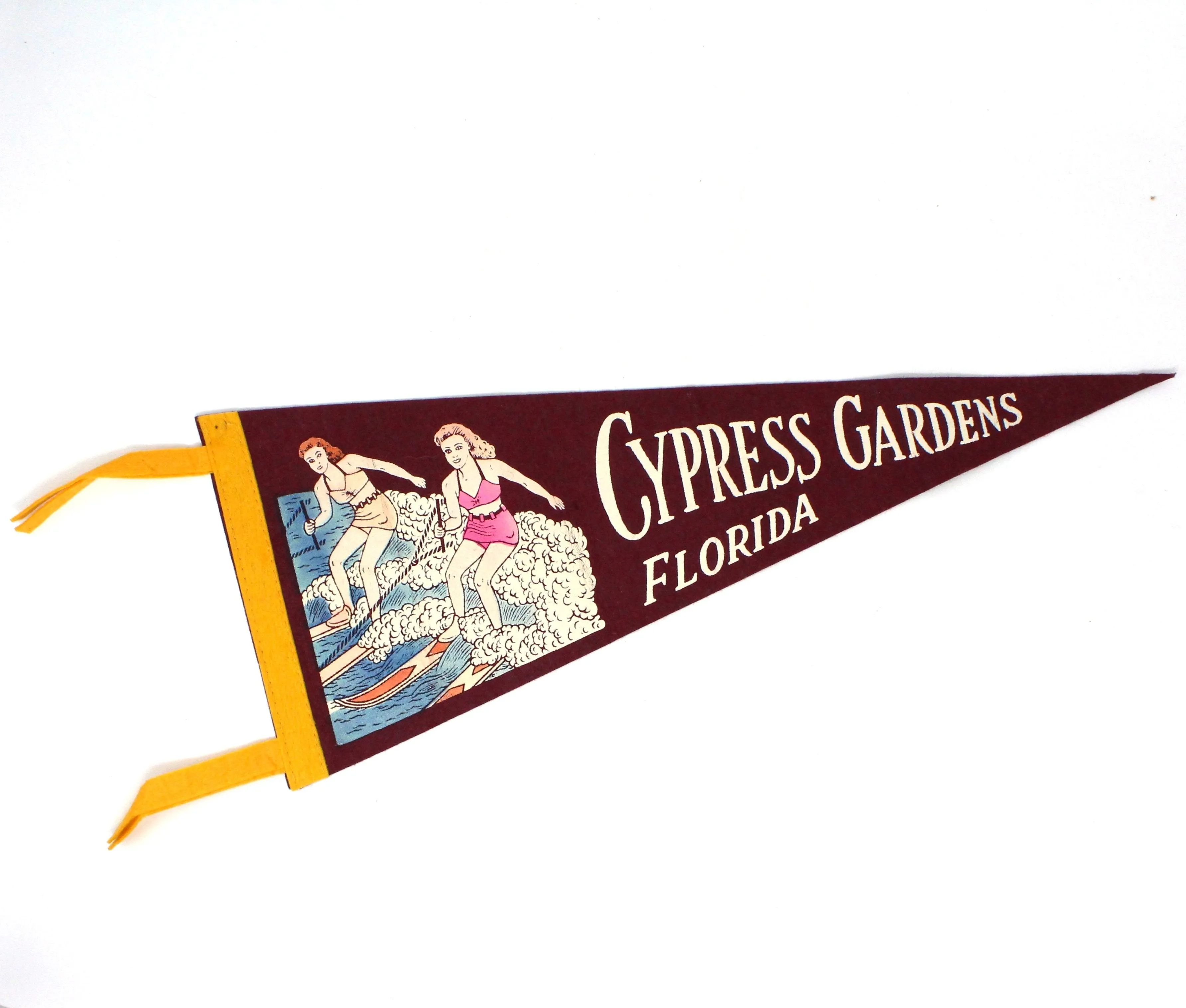 Pennant, Cypress Gardens Florida Souvenir Travel Collectible, Vintage 18"