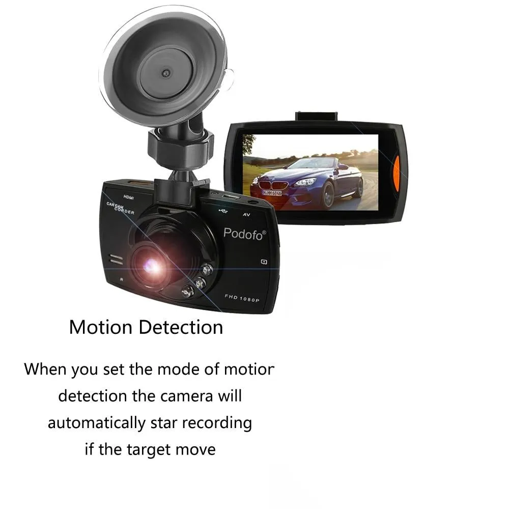Podofo A2 Car Dashcam (DVR, HD 1080P, 140 Degree, Night Vision, G-Sensor)