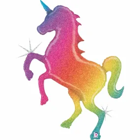 Rainbow Glitter Unicorn Supershape Foil Balloon - LAST ONE