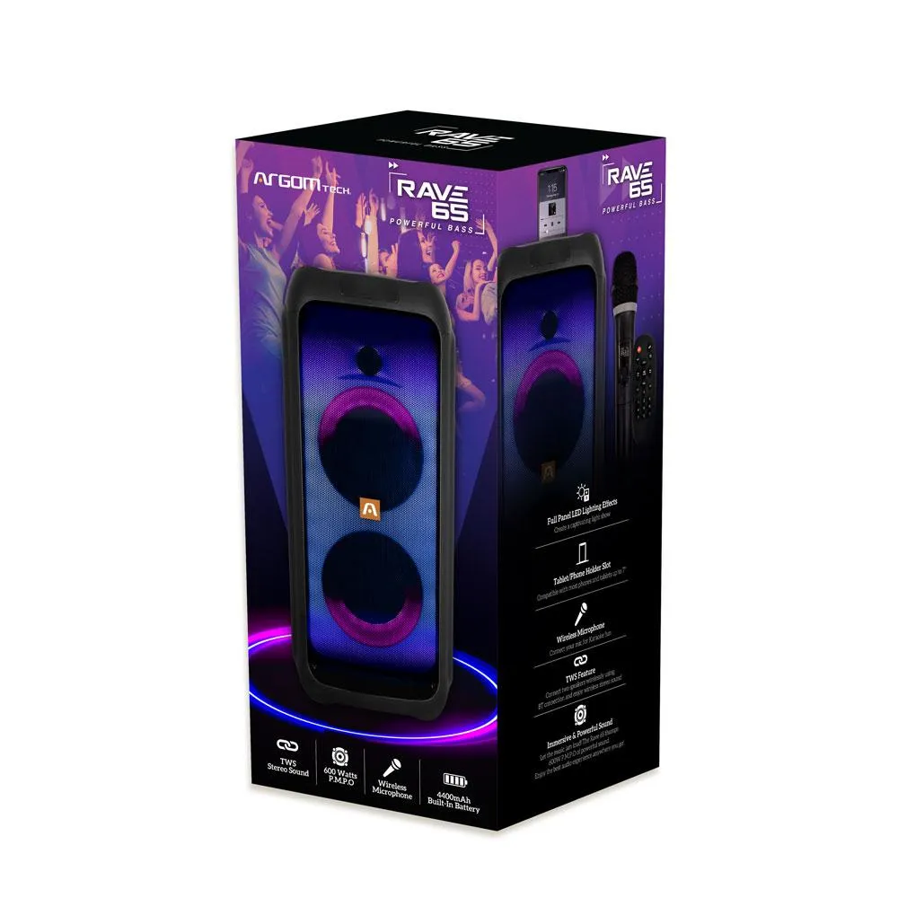 RAVE 65 TWS WIRELESS BT PARTY SPEAKER WITH LED LIGHTS