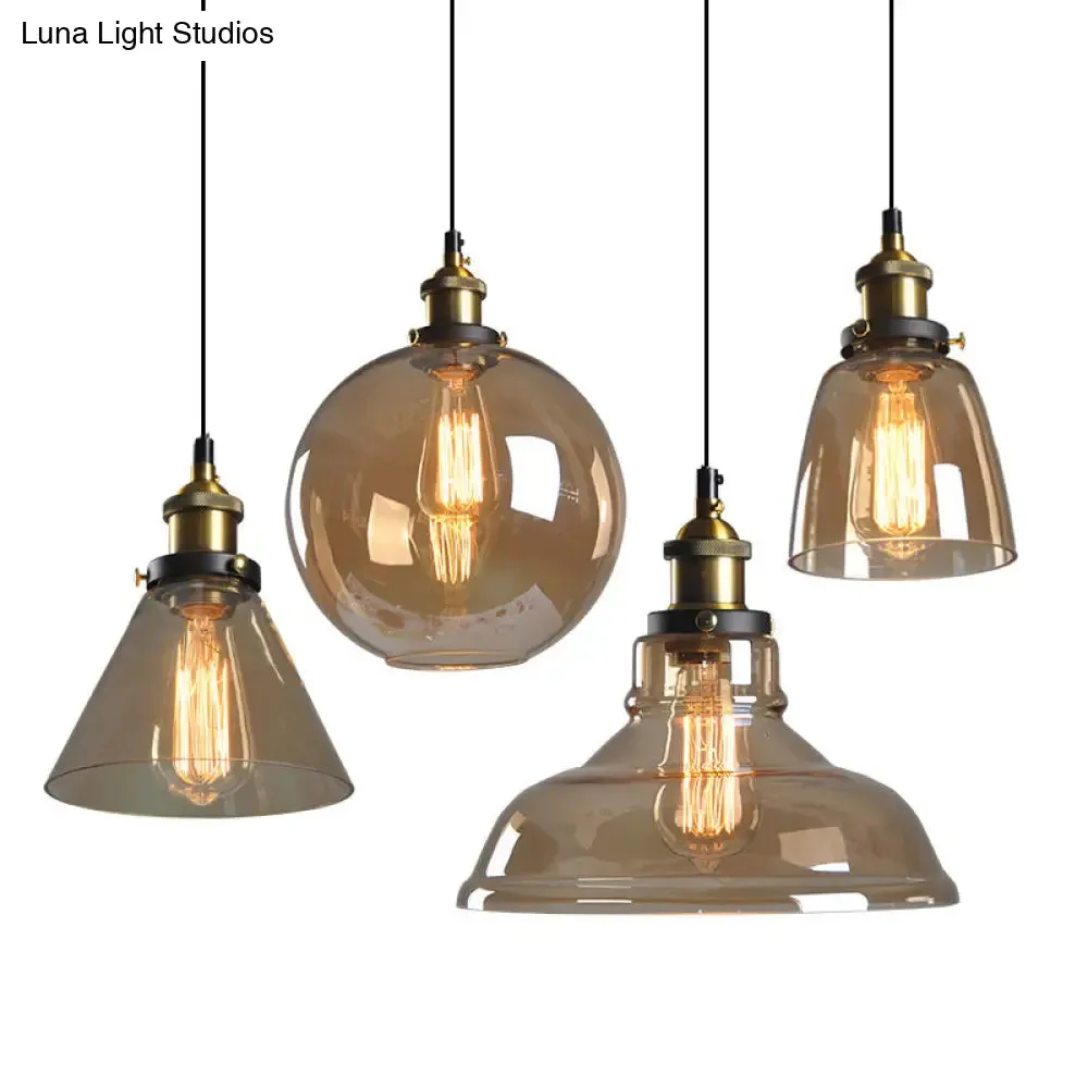 Retro Industrial Glass Pendant Lights for Bars - 1-Light Hanging Fixtures