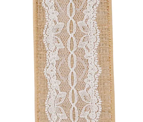 Scallop Lace Burlap Wedding Ribbon - 2 1/2" x 5 Yards