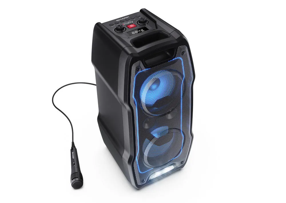 Sharp PS931 180W Portable Wireless Bluetooth XParty Sing Speaker, Black