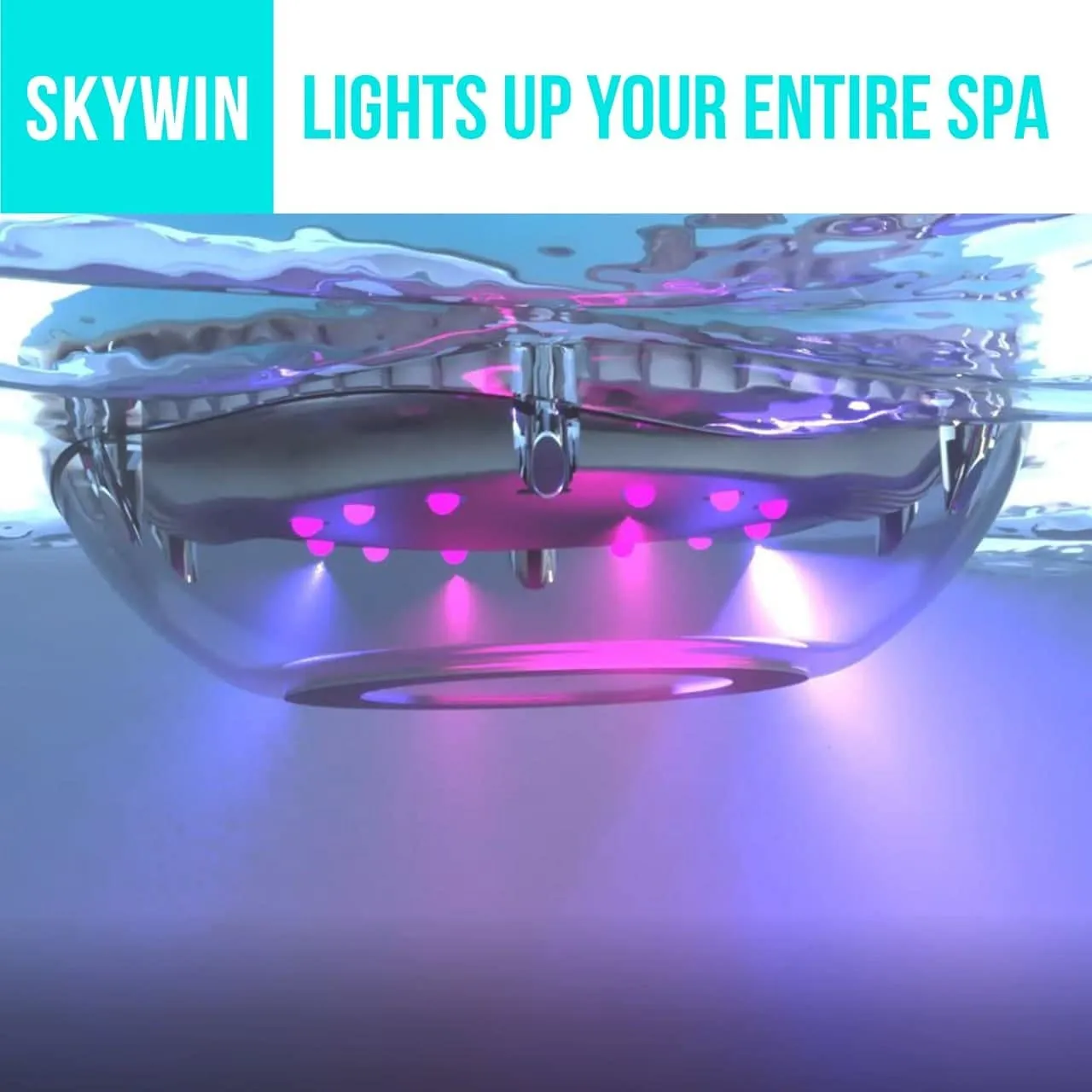 Skywin Hot Tub Speakers and Speakerphone - Disco Light Floating Waterproof IPX7 Large Wireless Pool and Shower Speaker with Dual Speaker Connection