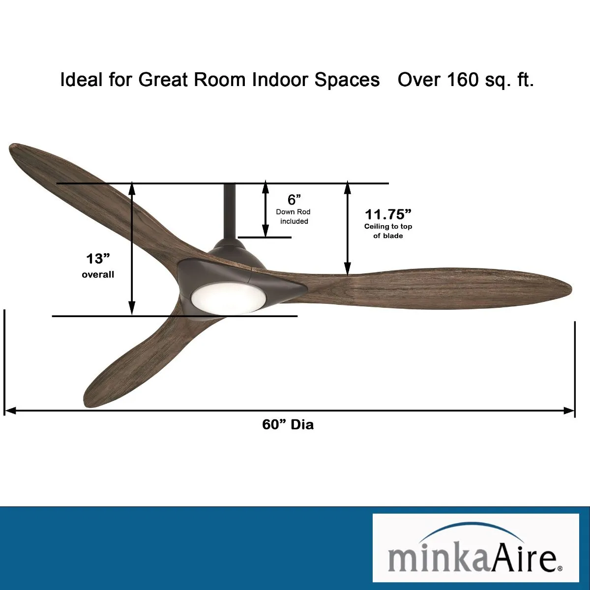 Sleek LED 60" Smart Ceiling Fan with Remote, Oil Rubbed Bronze