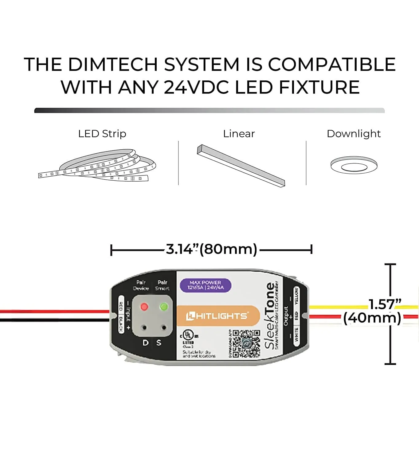 SleekTone CV, 12-24V DC RF/ Smart LED Controller, Tunable White