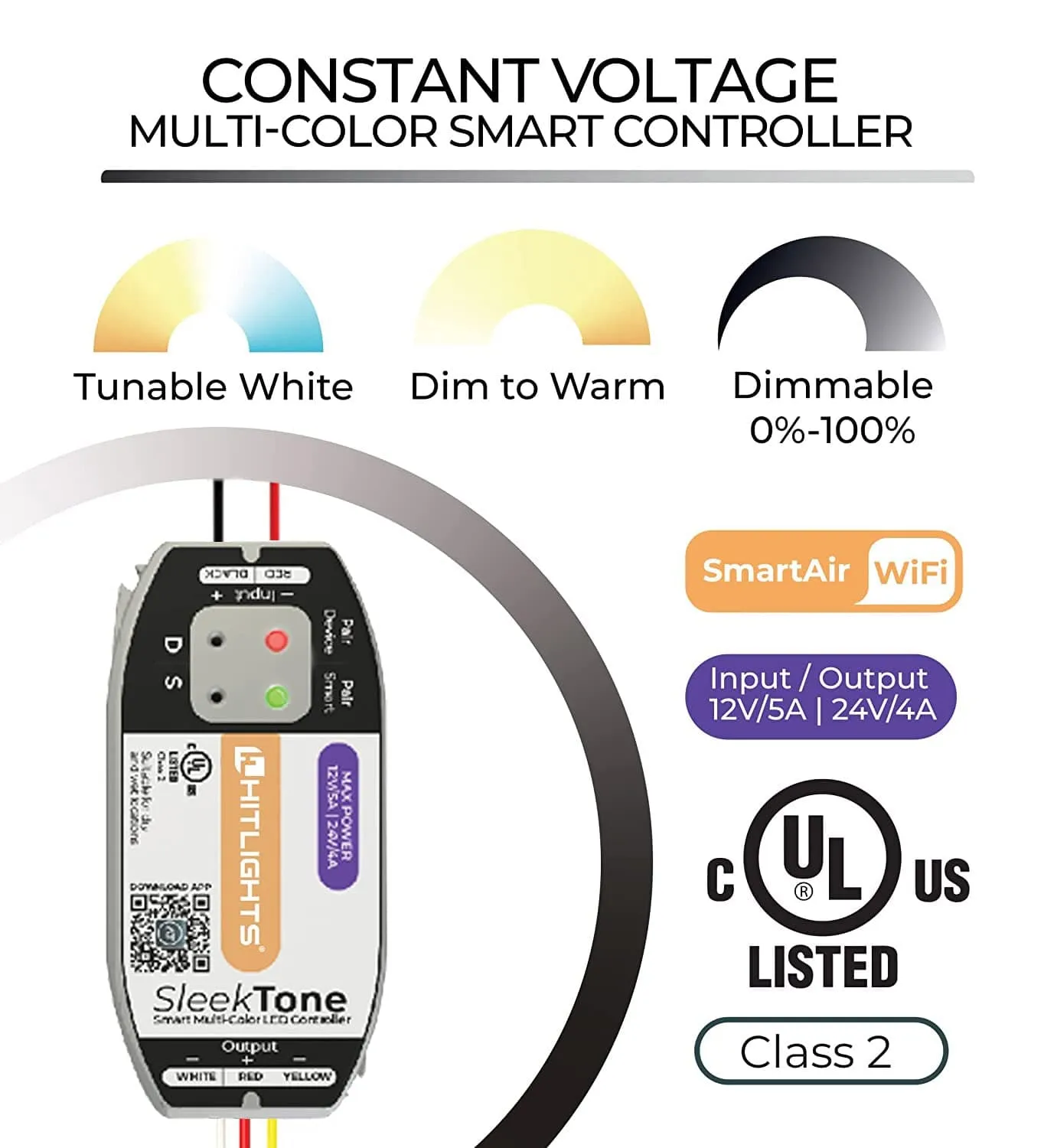 SleekTone CV, 12-24V DC RF/ Smart LED Controller, Tunable White