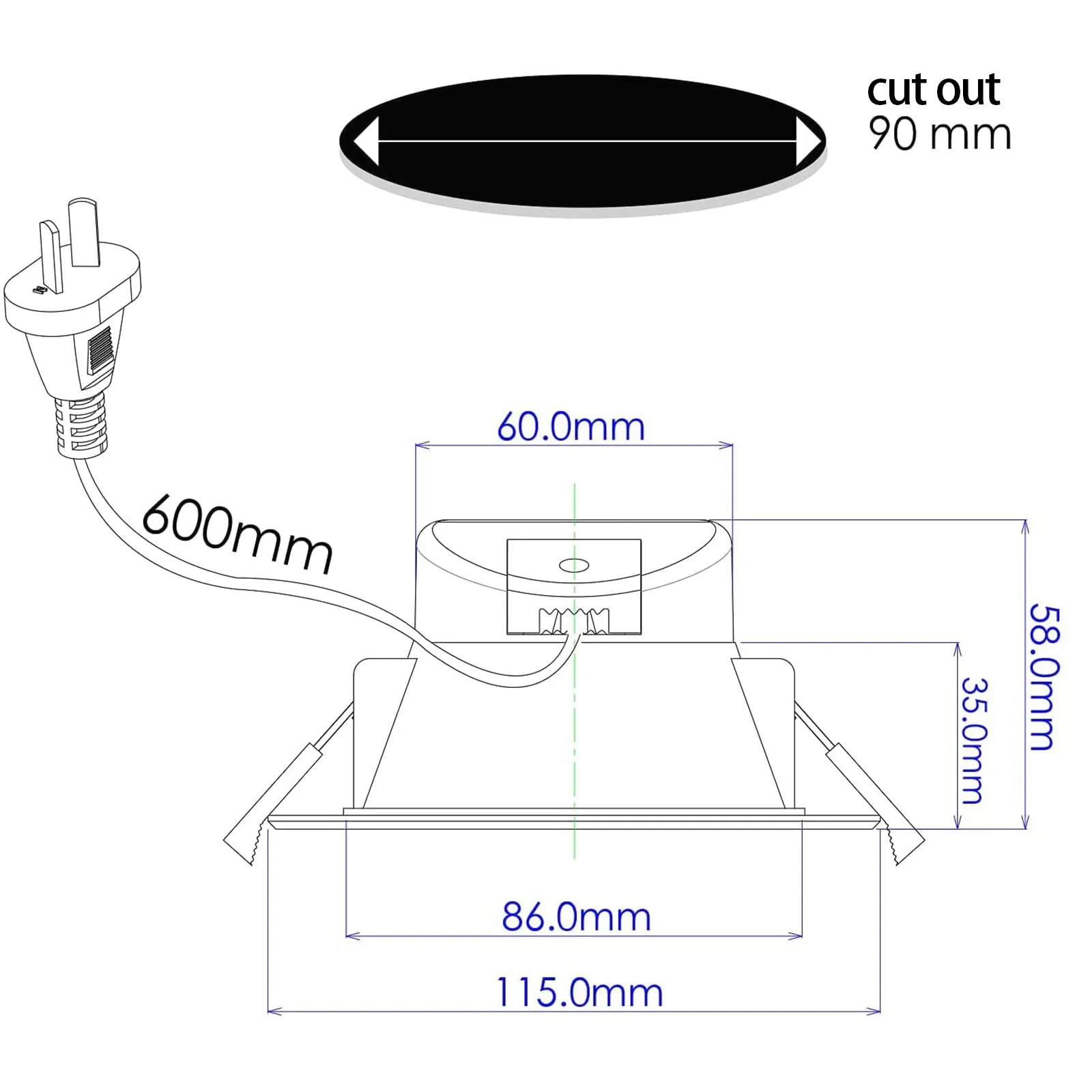 Smart WiFi Recessed Downlight 90mm Cutout 9W RGBCW IP44 Changeable Compatible with Alexa, Google Home No Hub Required